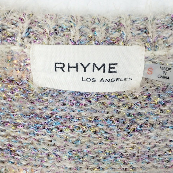 RHYME Metallic Knit Open Front Cardigan Jacket S - Picture 2 of 5